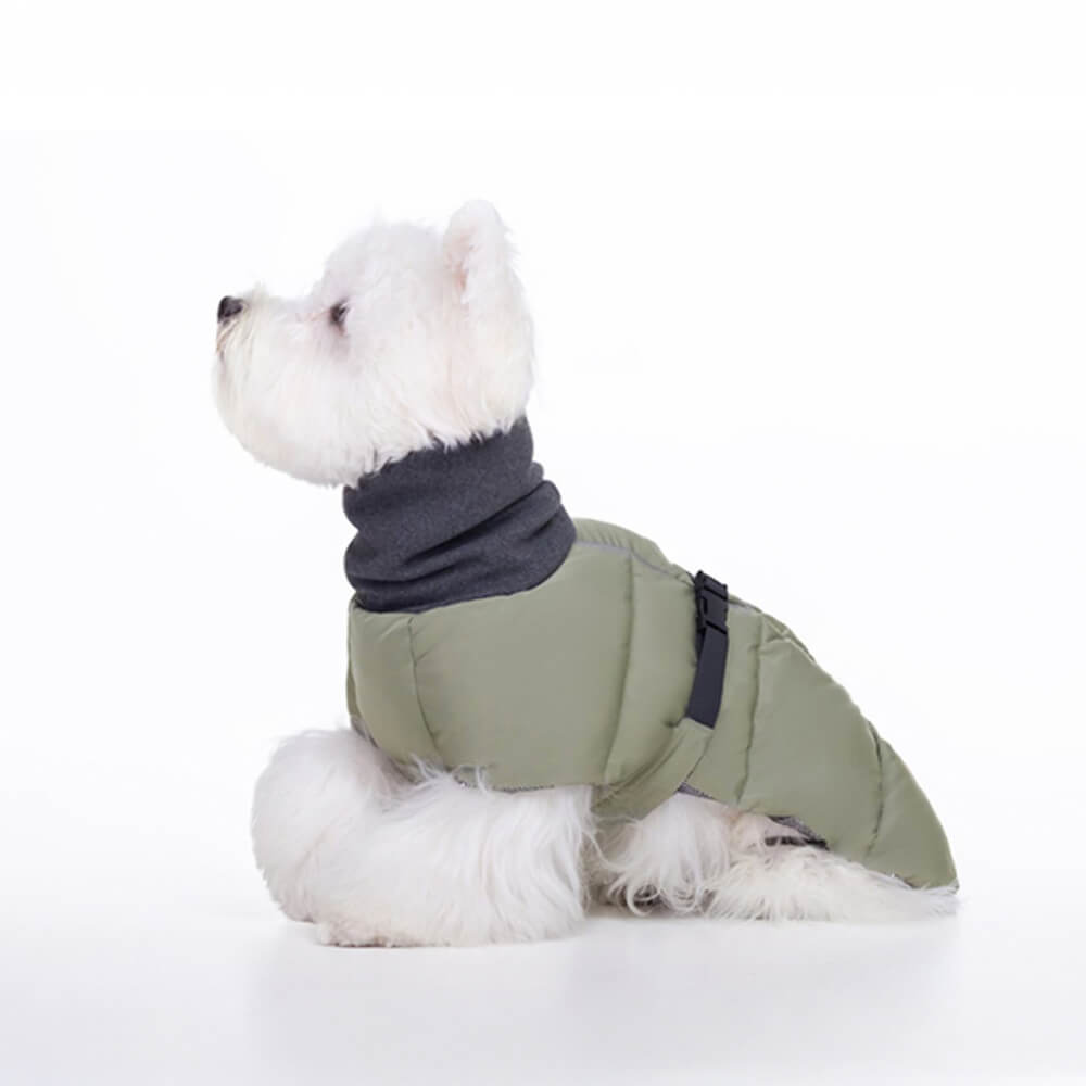 Chaqueta para perro con cuello alto, informal, cálida, impermeable, con rayas reflectantes y ajustable