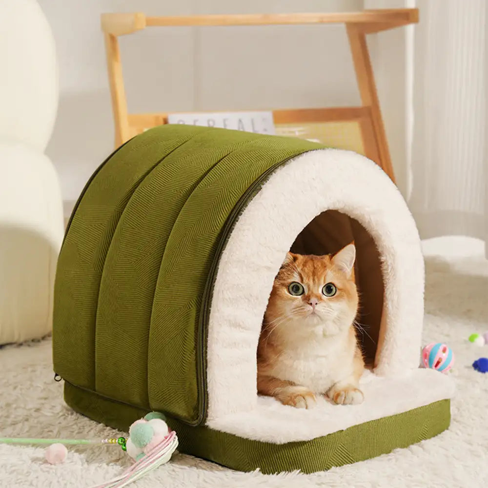 Cueva de estilo cálido para dormir profundamente, acogedora, casa para gatos y perros