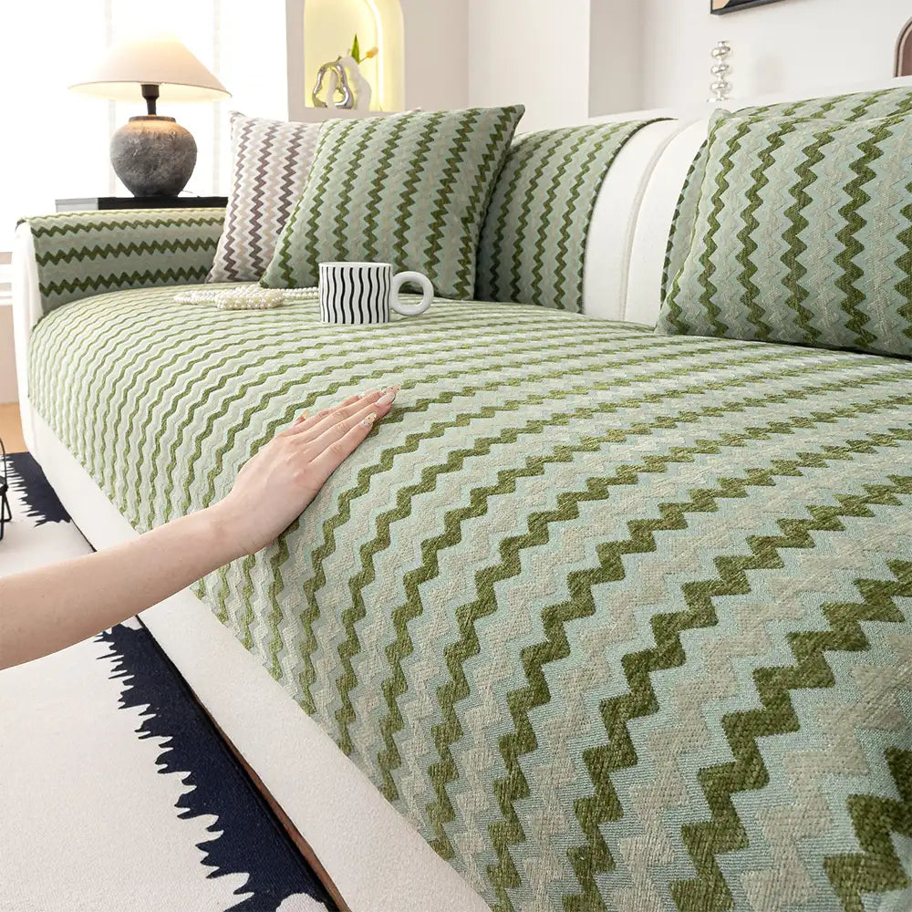 Chenille Art Corrugated Breatable No-Slip Couch Cover Coach