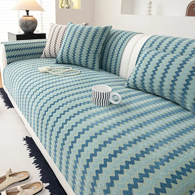 Chenille Art Corrugated Breatable No-Slip Couch Cover Coach