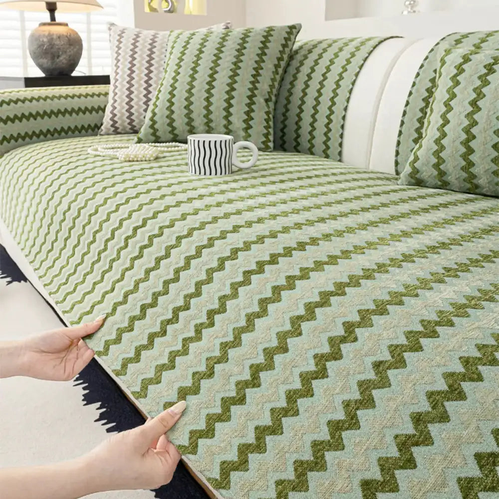 Chenille Art Corrugated Breatable No-Slip Couch Cover Coach