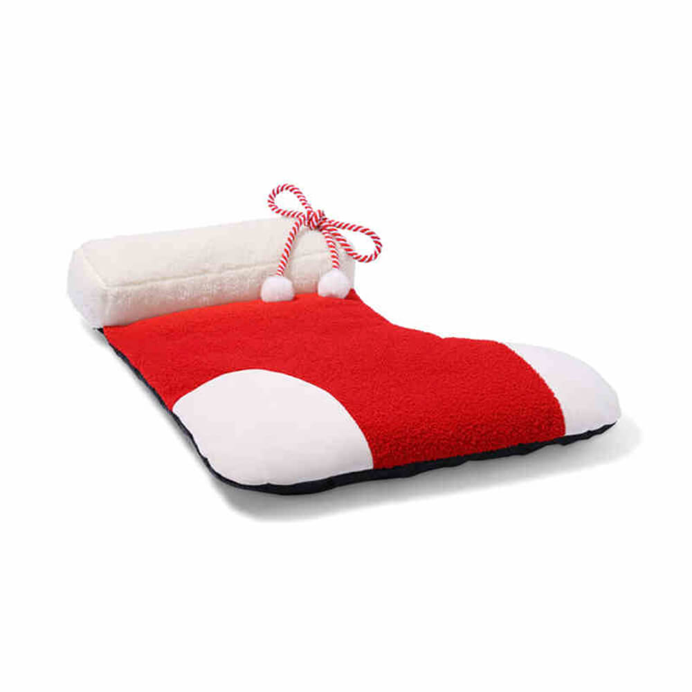 Almohada de apoyo decorativa acogedora con corona de lazo navideño para perros y gatos