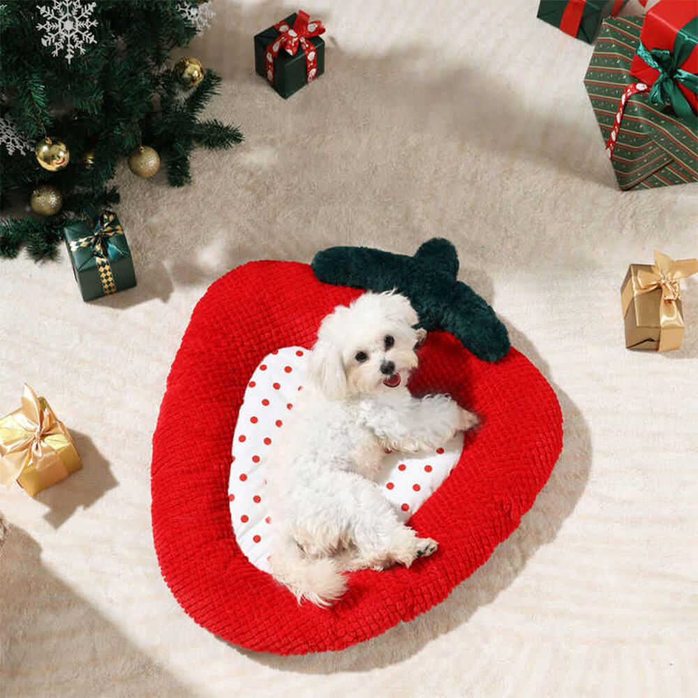 Almohada de apoyo decorativa acogedora con corona de lazo navideño para perros y gatos