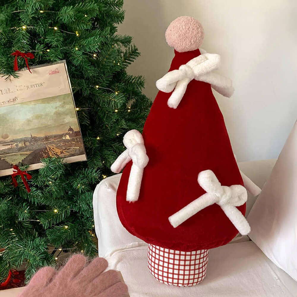 Cojín multifuncional para sofá de casa con diseño de árbol de Navidad con lazo grande