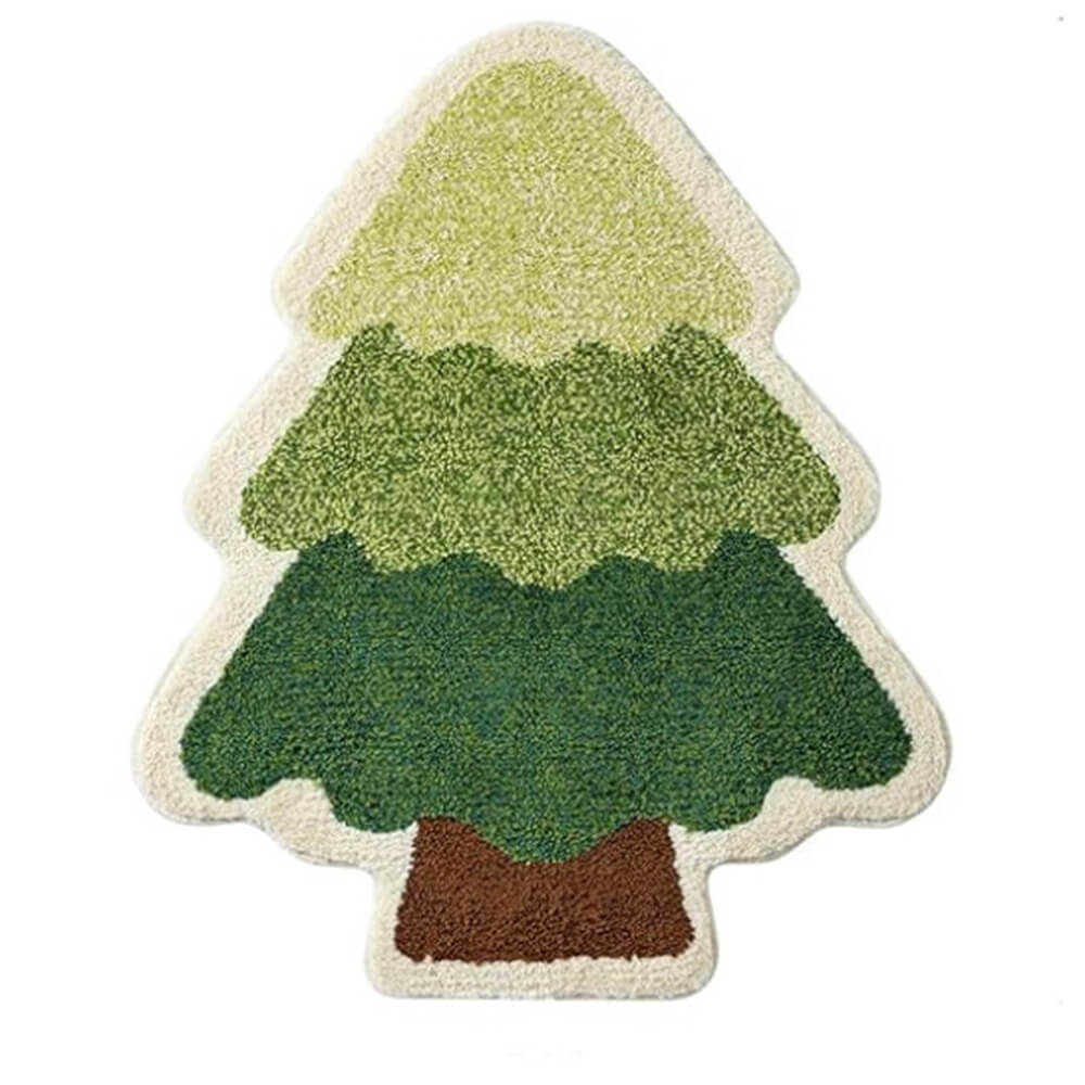 Alfombra decorativa multiusos antideslizante, gruesa y suave, con forma de árbol de Navidad