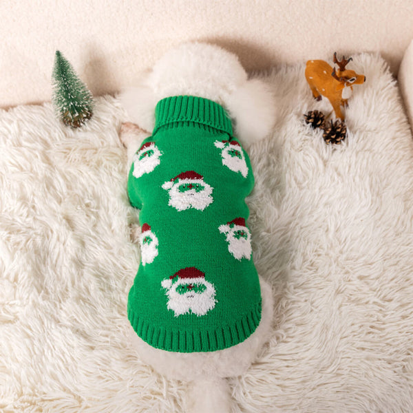 Suéter de punto de perros de cuello de tortuga navideño para perros y propietario