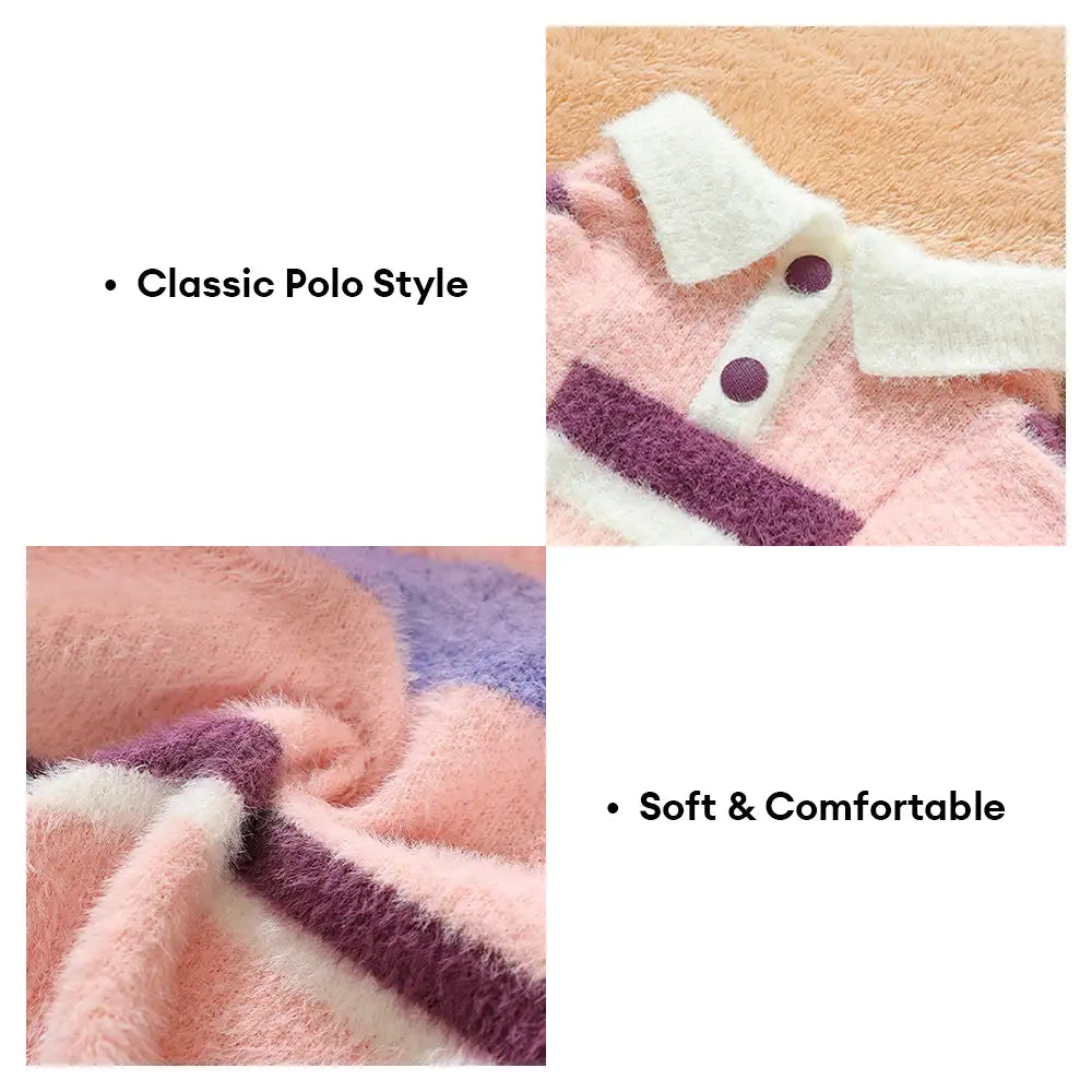 Color-Blocked Striped Faux Mink Fur Warm Dachshund Dog Sweater Suitable For Puppies