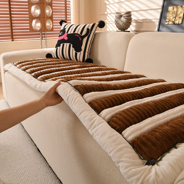 Confort Plush Plush Vegyed Striped Strip Couch Tapa de sofá