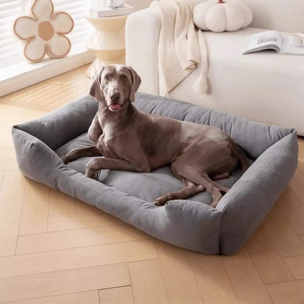 Cama para perros de corduroy resistente a rasguños, transpirable, desmontable y cómoda