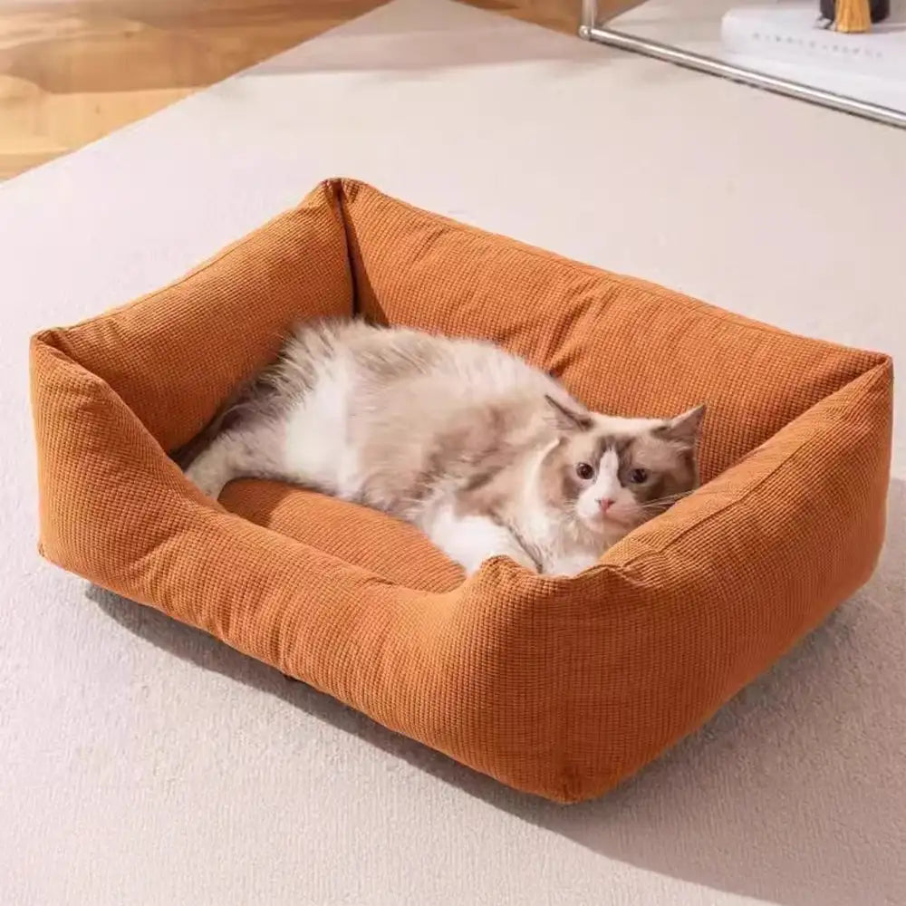 Cama para perros de corduroy resistente a rasguños, transpirable, desmontable y cómoda