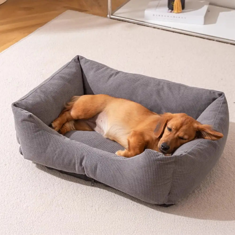 Cama para perros de corduroy resistente a rasguños, transpirable, desmontable y cómoda