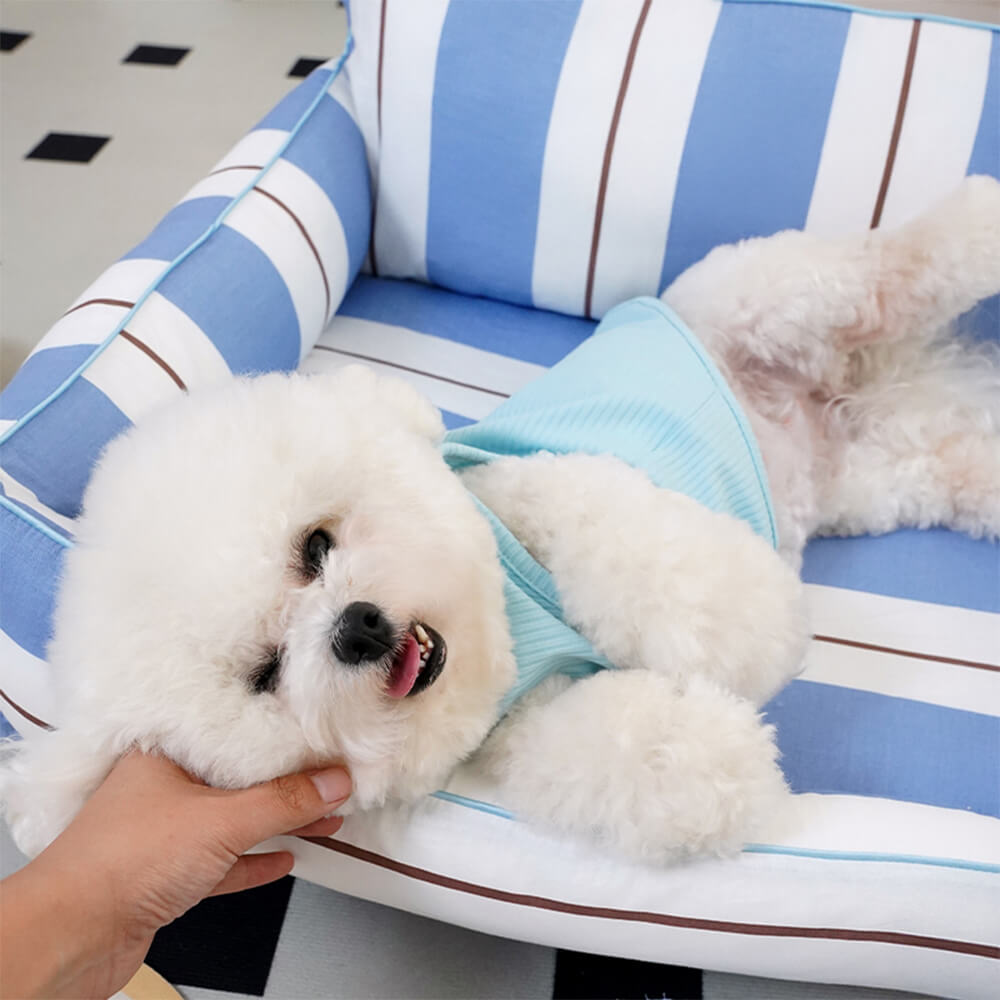 Cama de sofá para perros y gatos de algodón con almohada de cobertura total