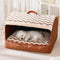 Cozy Cabin Portable Semi-Enclosed Dog Bed with Roof Warming And Durable
