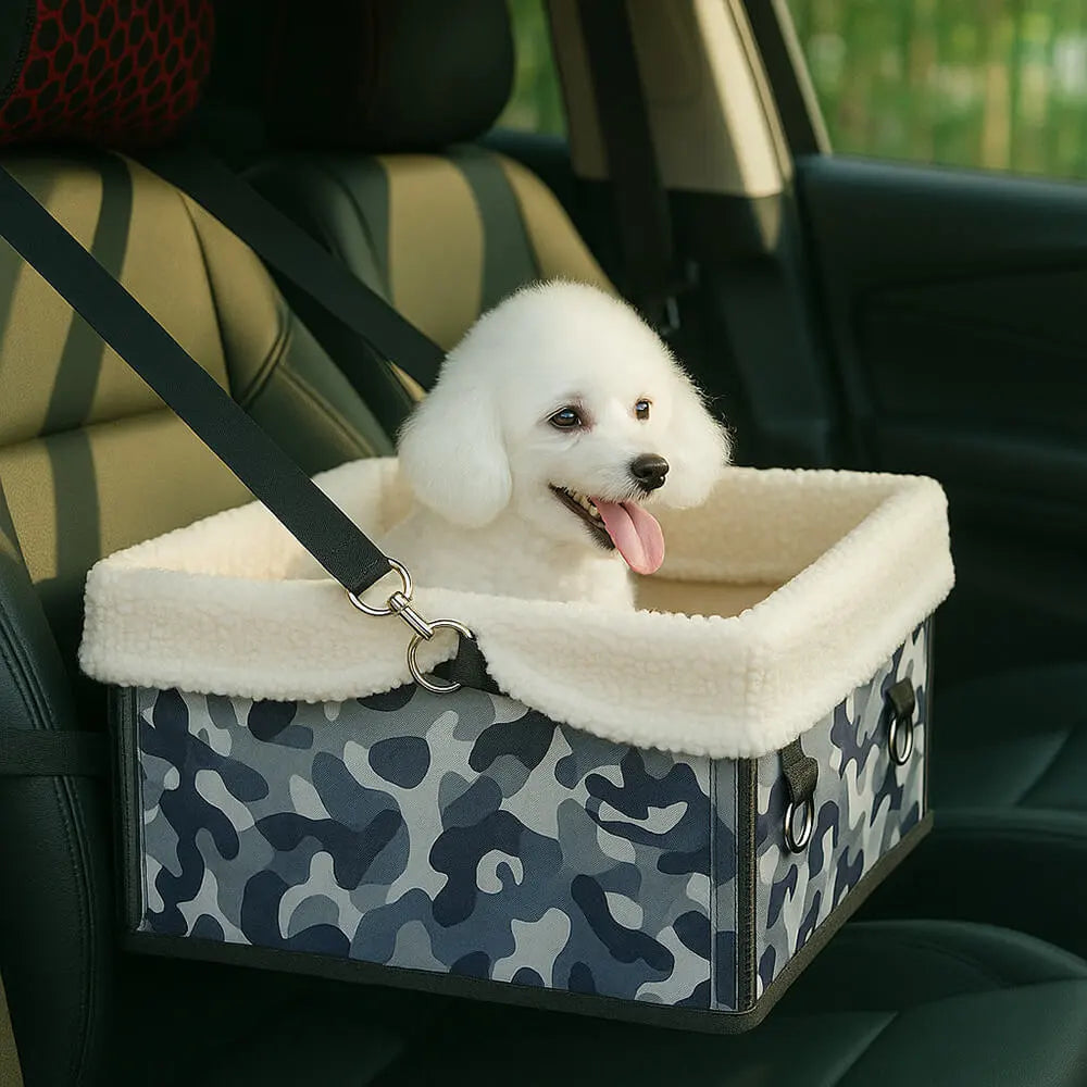 Asiento elevador de perro plegable y acogedor con forro lavable para la seguridad de mascotas pequeñas en los viajes