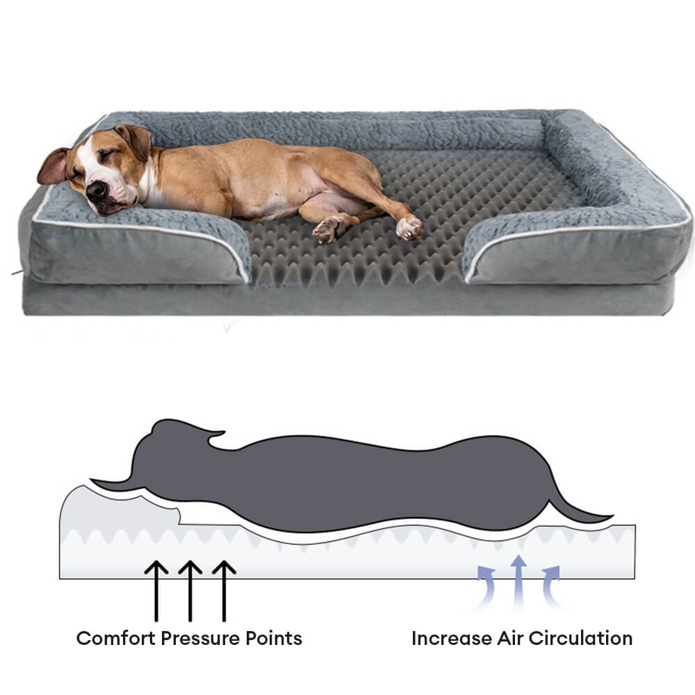 Cama ortopédica para perros desmontable, impermeable y con soporte envolvente completo