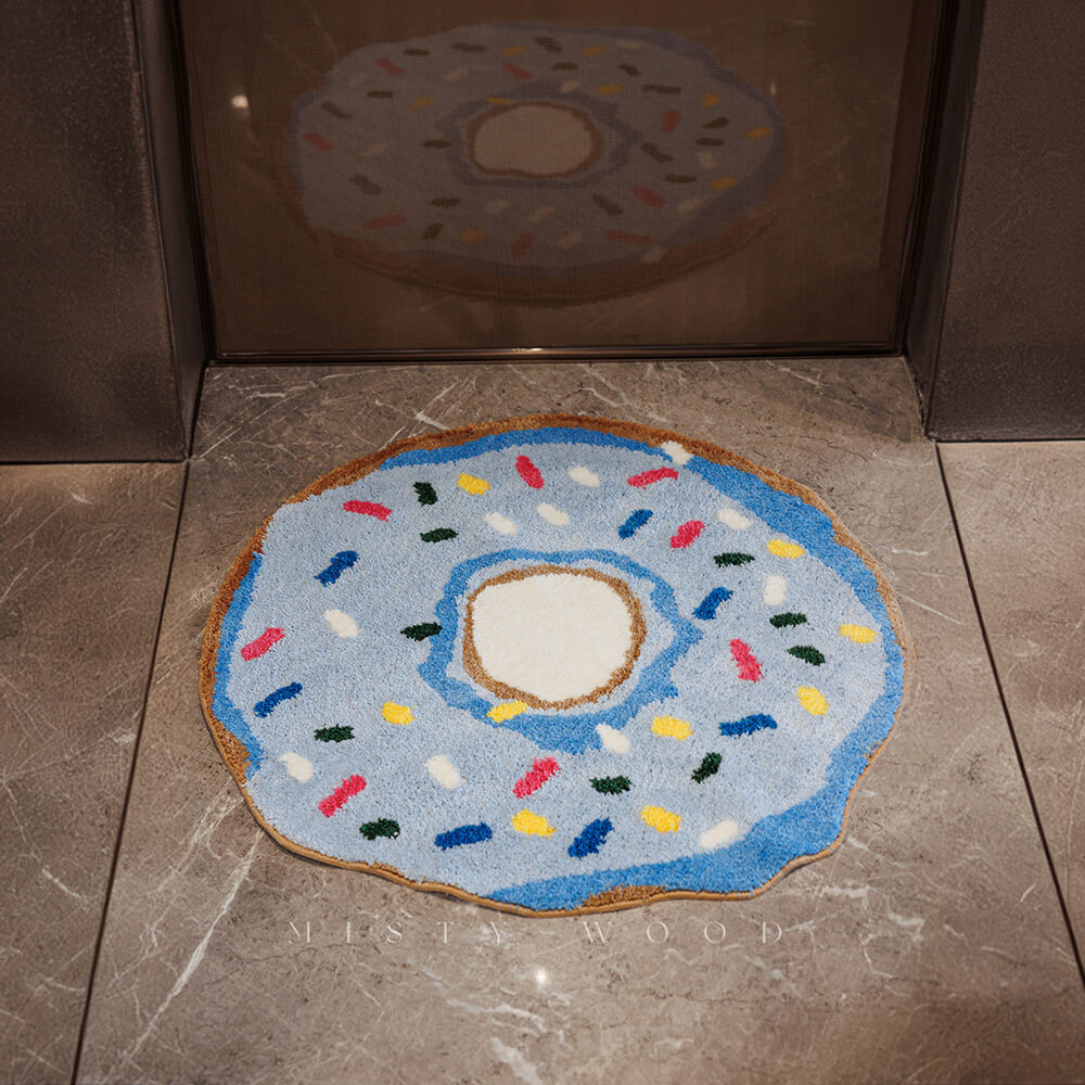 Alfombra decorativa antideslizante flocada para sala de estar con forma de donut