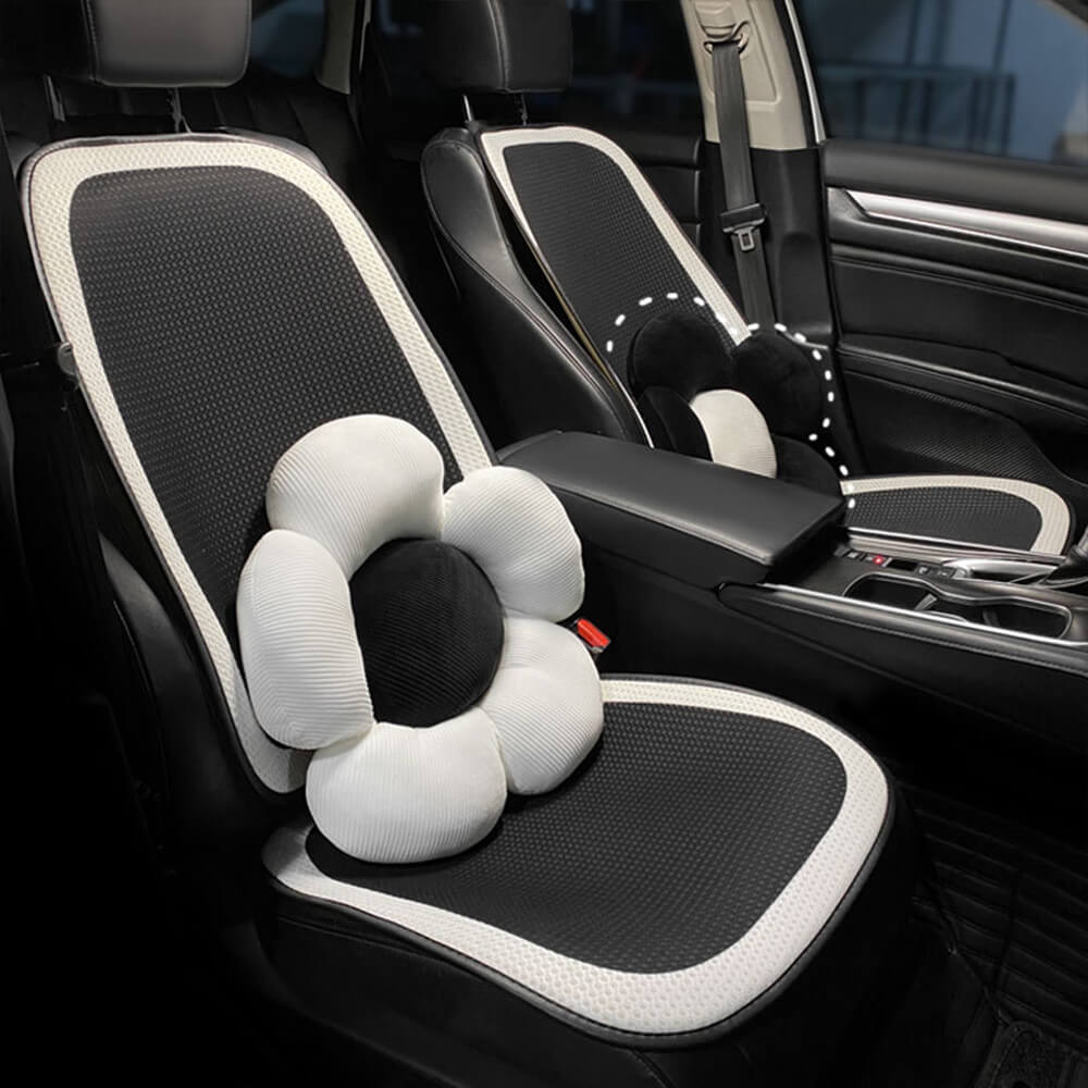 Funda de asiento de coche de malla transpirable con diseño de espiga de lujo, juego completo