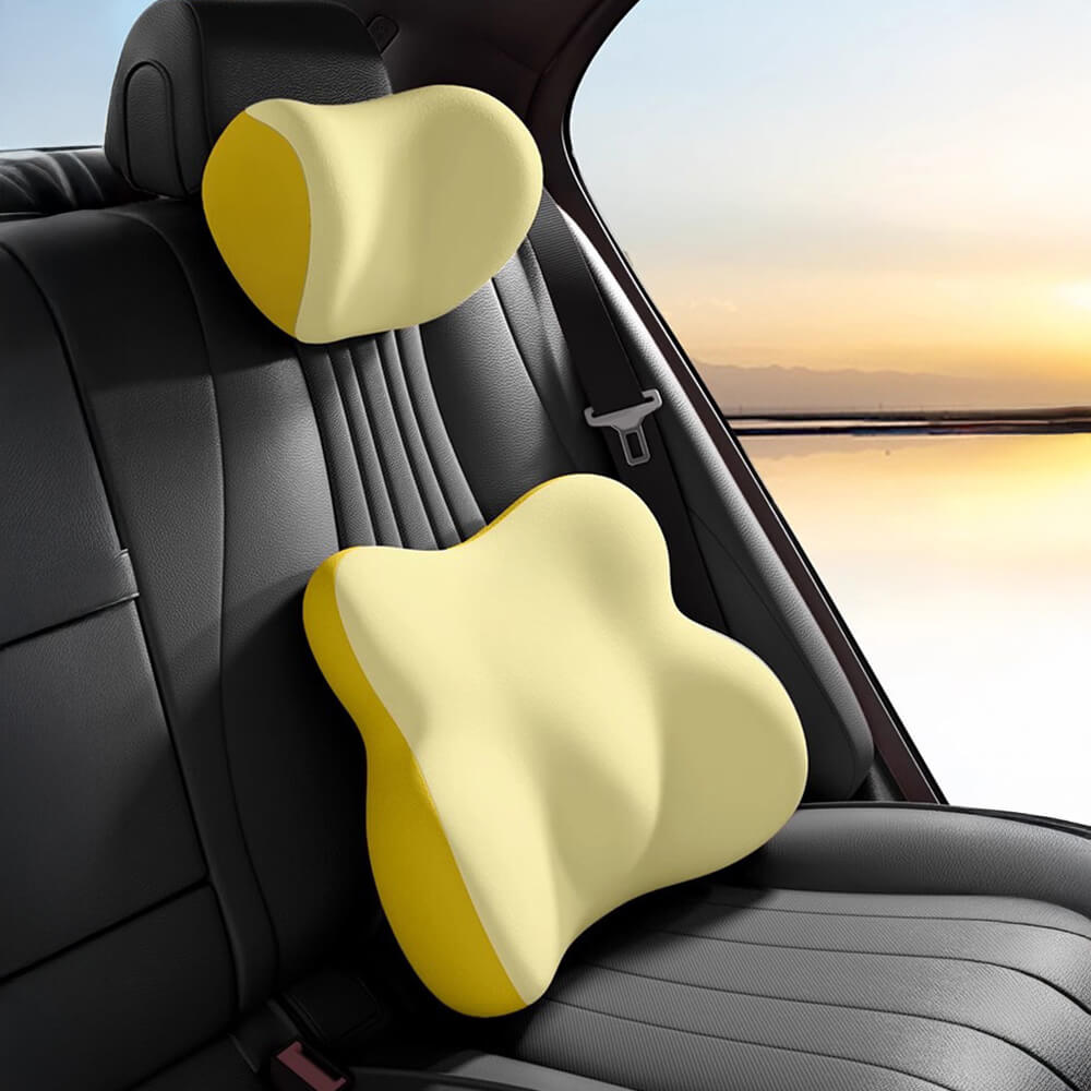 Almohada lumbar de espuma viscoelástica en forma de mariposa ergonómica para coche