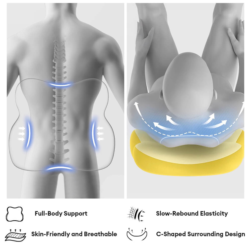 Almohada lumbar de espuma viscoelástica en forma de mariposa ergonómica para coche