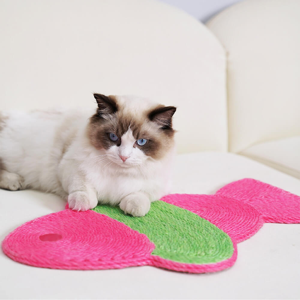 Tabla de rasguños para gatos de sisal con forma de pez y ventosas decorativas