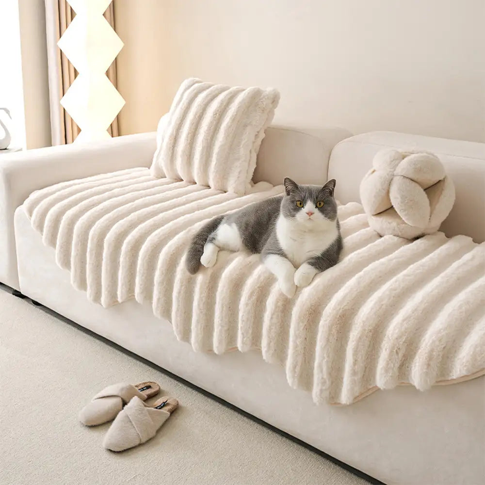 Cubierta decorativa para sofá de protección de muebles de felpa suave y cómoda