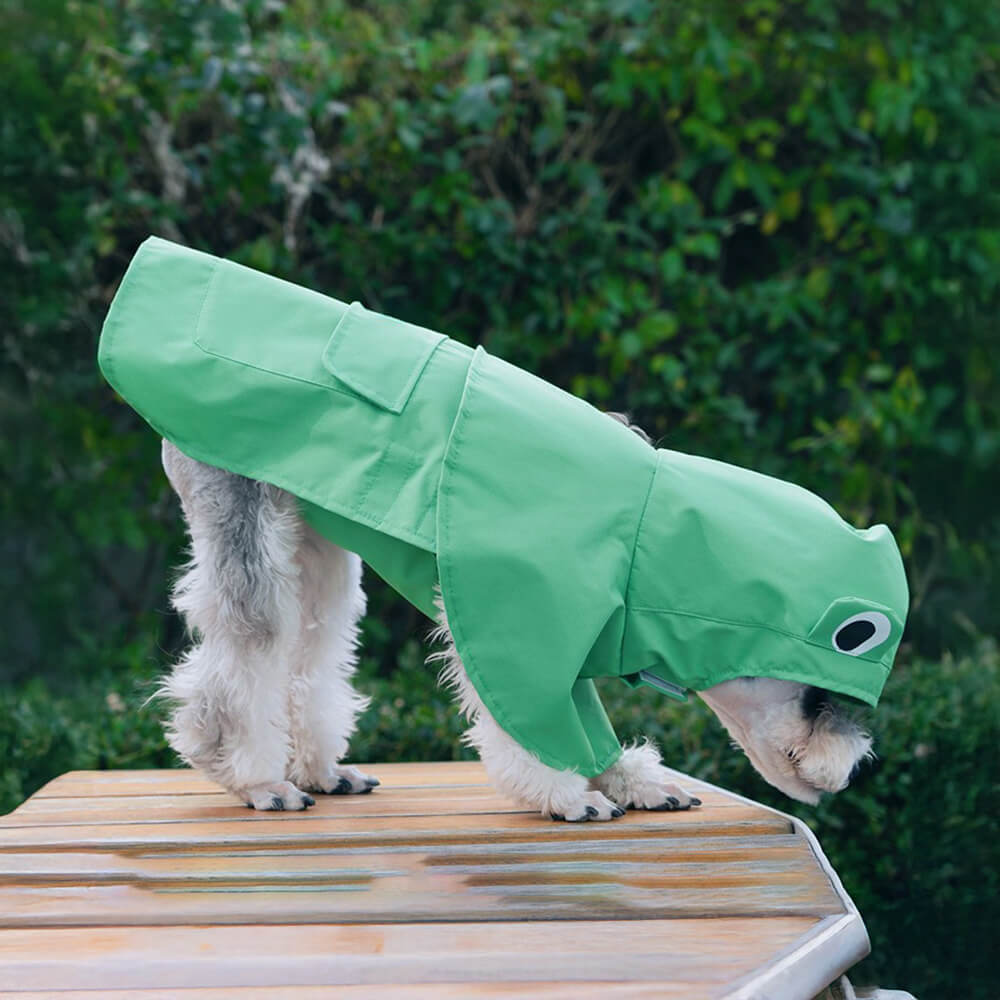 Poncho impermeable ligero con capucha para perros inspirado en ranas