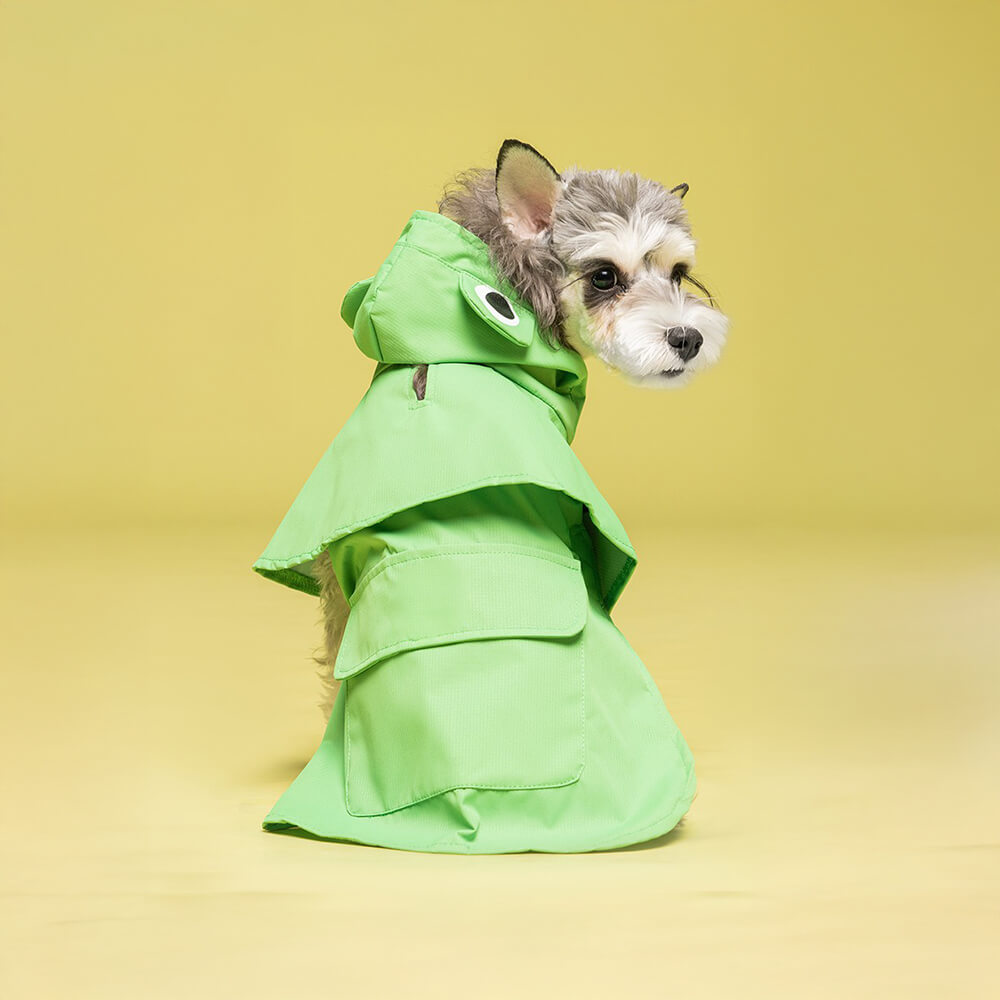 Poncho impermeable ligero con capucha para perros inspirado en ranas