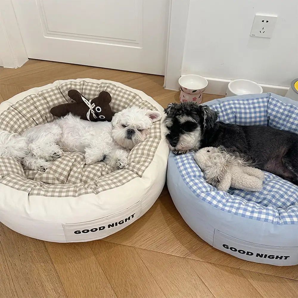 Buenas noches Cama para perros de sueño profundo y calmante con juguete de oso