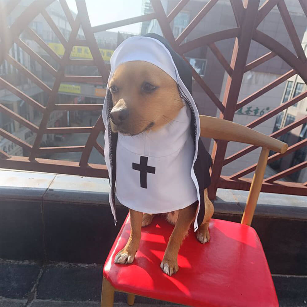 Disfraz de monja de Halloween Pañuelo divertido para perro