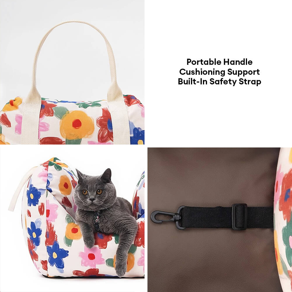 Camilla para el asiento del asiento del asiento del asiento del automóvil del viaje de mascotas florales pintadas a mano
