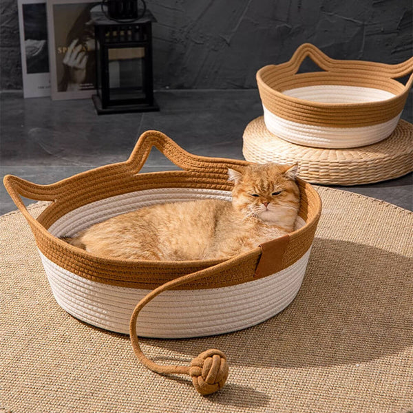 Cama acogedora de gato tejida de uso múltiple hecho a mano