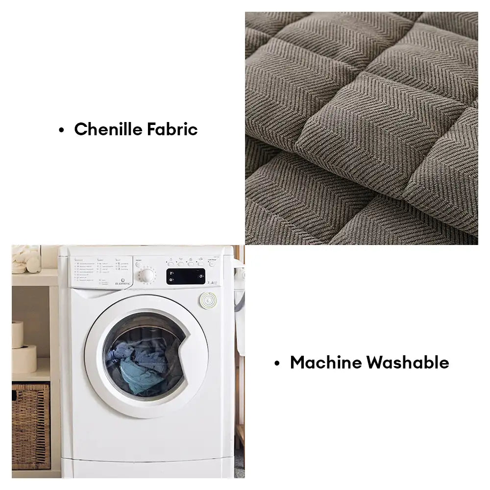 Cubierta de sofá elegante de chenille en espiga, decorativa, transpirable y antideslizante