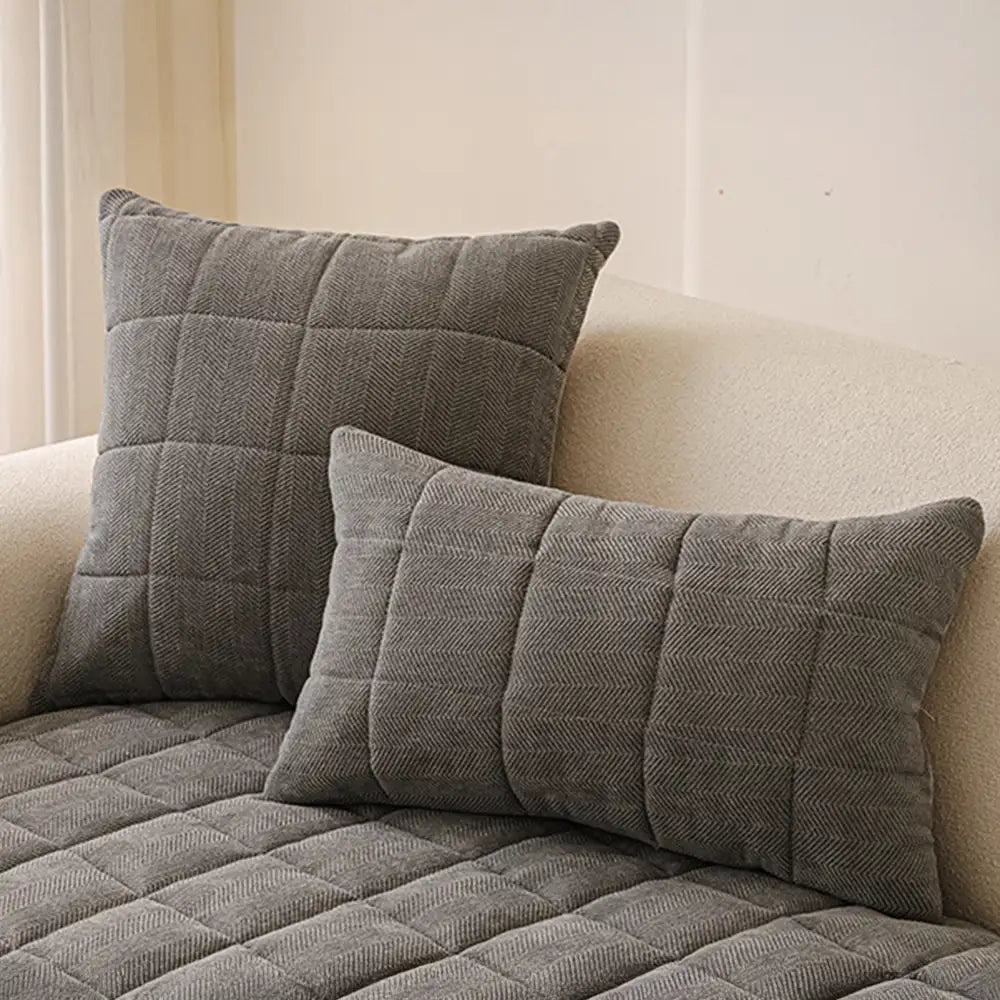 Cubierta de sofá elegante de chenille en espiga, decorativa, transpirable y antideslizante