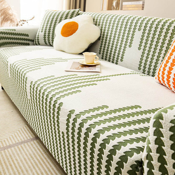 Herringbone acogedor cubierta de sofá mágica de mágica completa