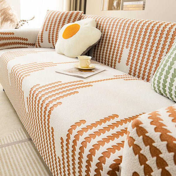 Herringbone acogedor cubierta de sofá mágica de mágica completa