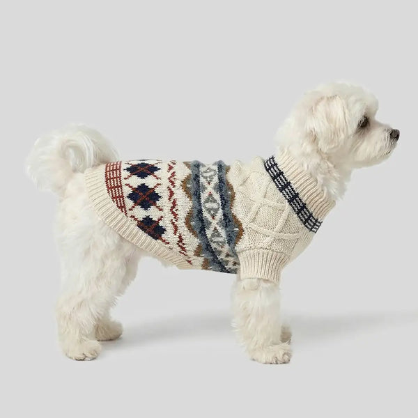 Knitted Fair Isle Diamond Dog Sweater