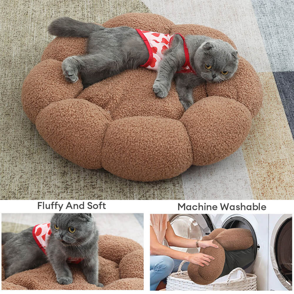 Cama para perros y gatos con forma de flor, cálida, de soporte completo, lavable y decorativa