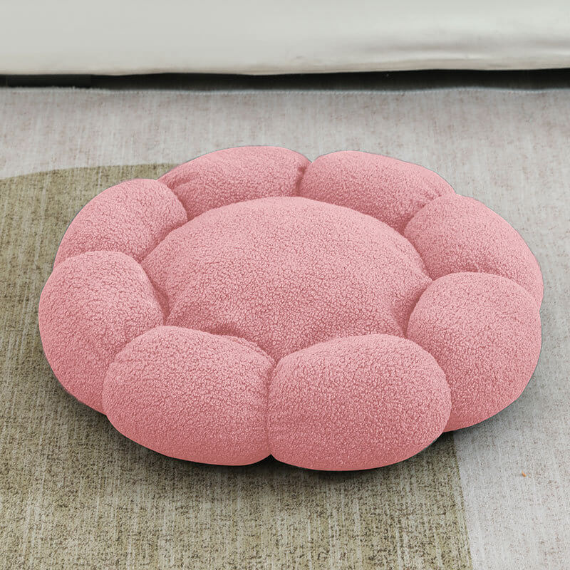 Cama para perros y gatos con forma de flor, cálida, de soporte completo, lavable y decorativa