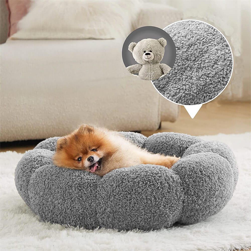 Cama para perros y gatos con forma de flor, cálida, de soporte completo, lavable y decorativa