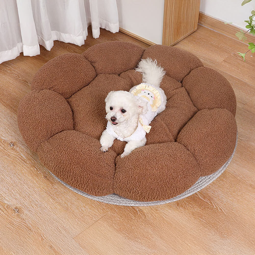 Cama para perros y gatos con forma de flor, cálida, de soporte completo, lavable y decorativa