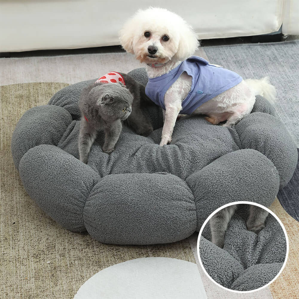 Cama para perros y gatos con forma de flor, cálida, de soporte completo, lavable y decorativa