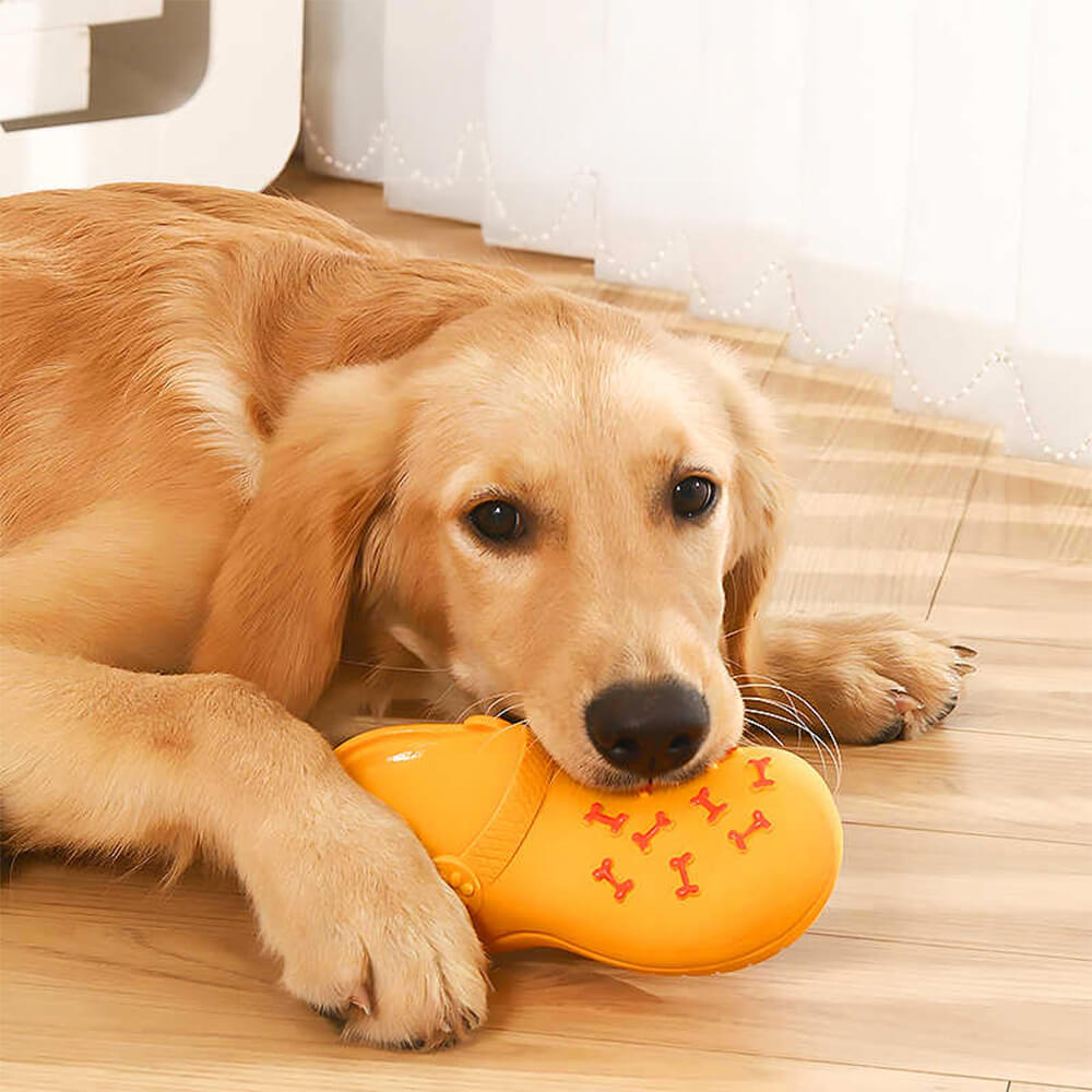 Juguete interactivo duradero para limpiar los dientes de perro con chirriador de látex