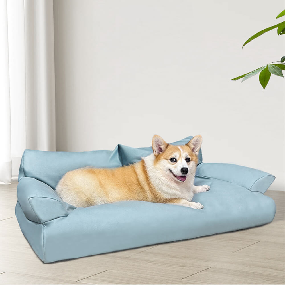 Cama para perro de cuero impermeable antiarañazos y acogedora