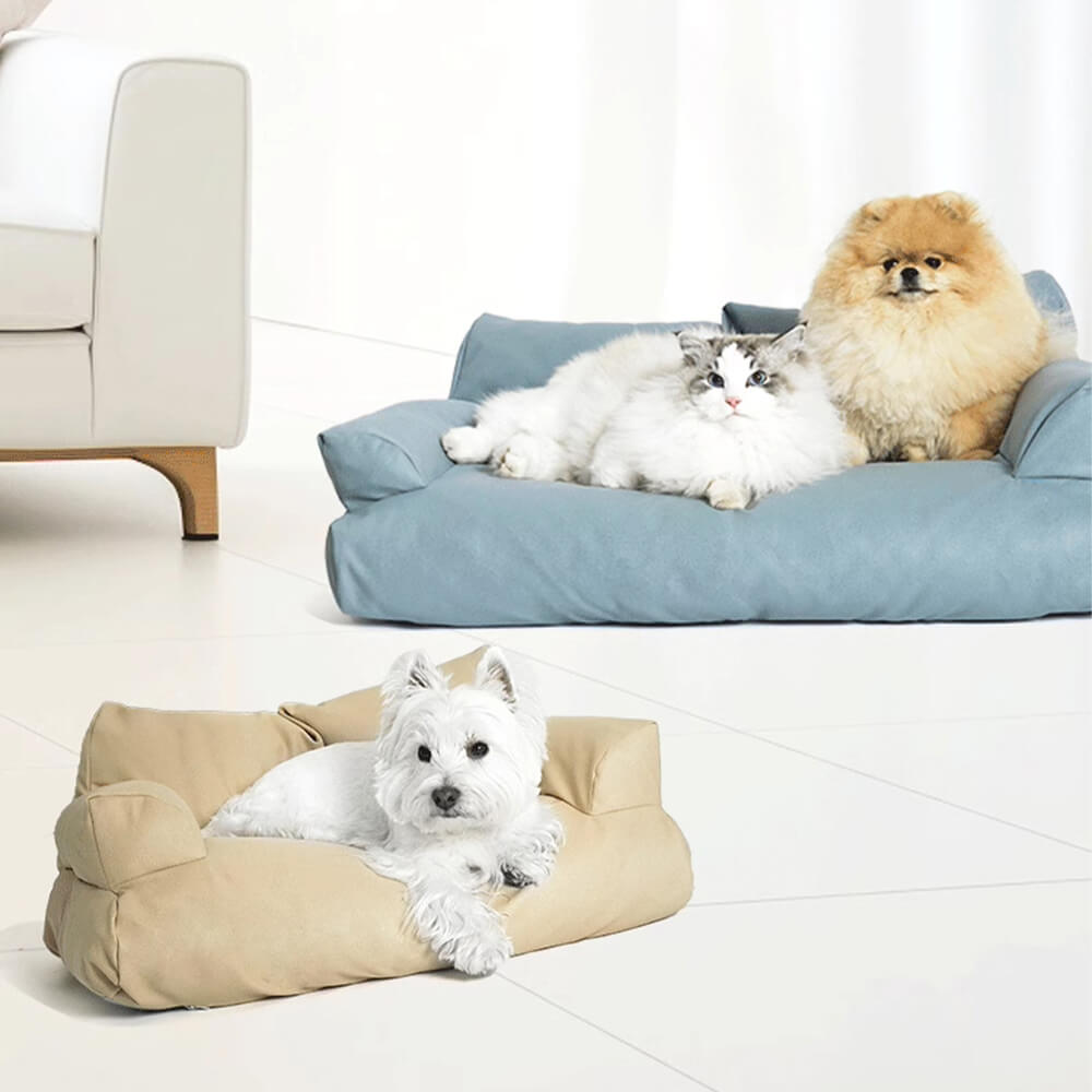 Cama para perro de cuero impermeable antiarañazos y acogedora