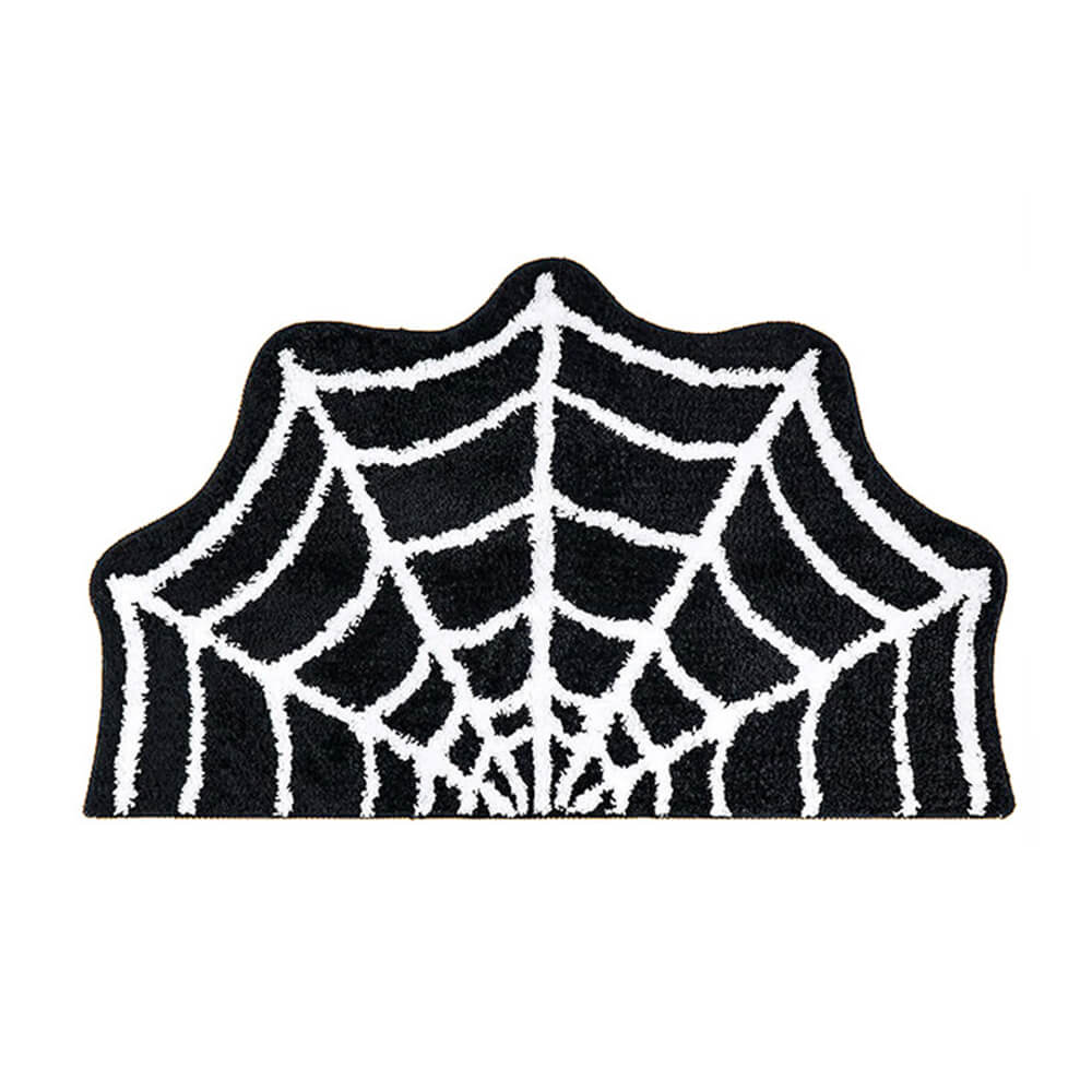 Lujosa alfombra de Halloween de cachemira sintética: alfombra con diseño de telaraña suave y espeluznante