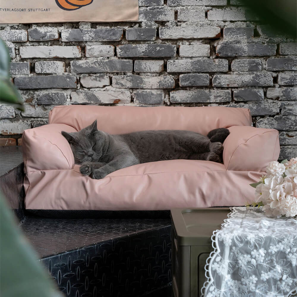 Cama de sofá de capricho de apoyo para perros y gatos de lujo impermeable