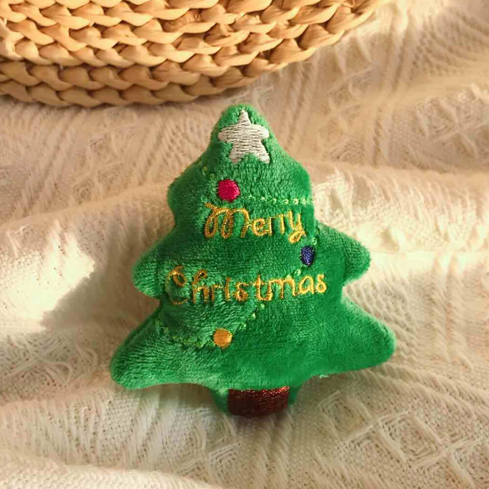 Mini árbol de Navidad de peluche interactivo para masticar y chirriar para perros