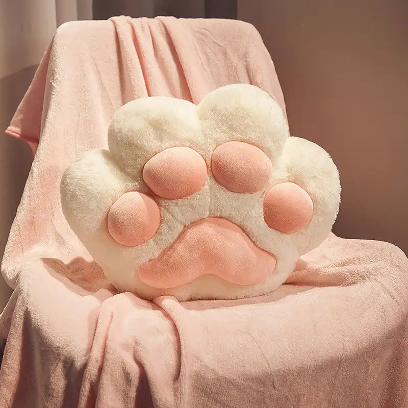 Conjunto de almohada multifuncional en forma de pata de gato y manta de felpa corta suave