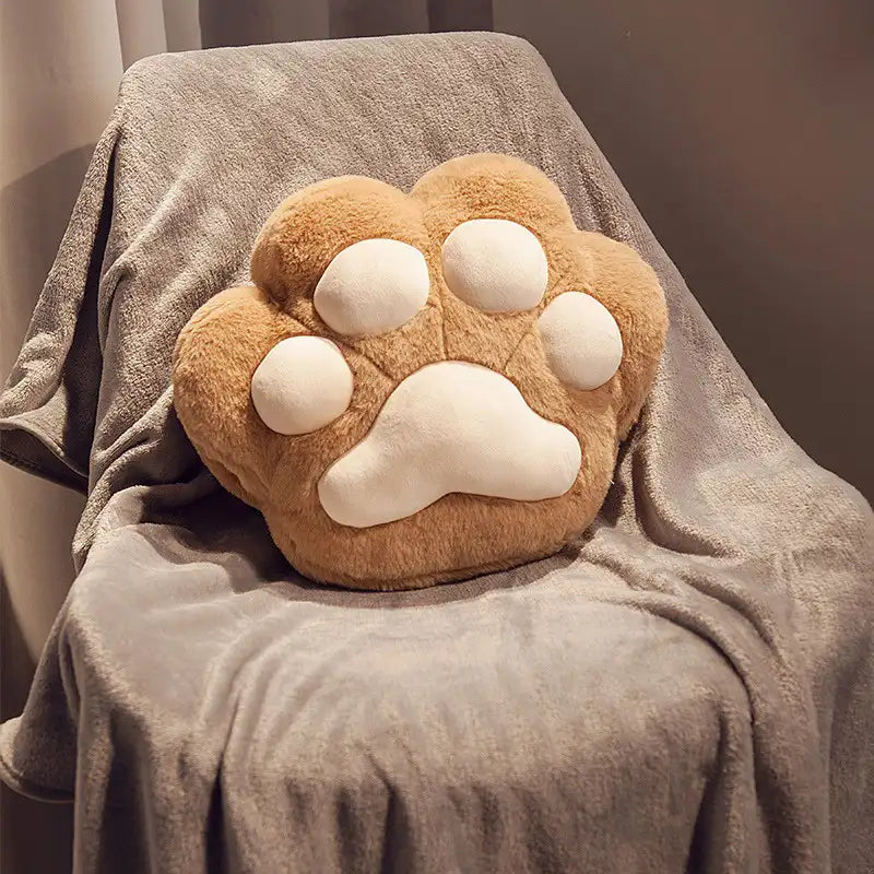Conjunto de almohada multifuncional en forma de pata de gato y manta de felpa corta suave