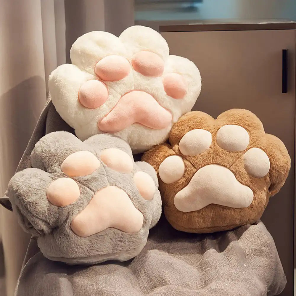 Conjunto de almohada multifuncional en forma de pata de gato y manta de felpa corta suave
